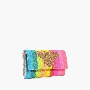 America and Beyond Rainbow Bee Beaded Clutch
